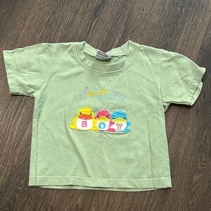 bebe Green Tee with Colorful Characters Aruba Boy